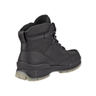 Angled View of Men’s ECCO Track 25 Waterproof Boot in Black – featuring classic outdoor boot silhouette, rugged leather build for trail and urban use, and waterproof construction for all-weather performance.