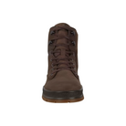 Front View of Men’s ECCO Track 25 Boot in Coffee – featuring round toe design for comfort, durable laces with metal eyelets, and waterproof leather upper for outdoor protection.