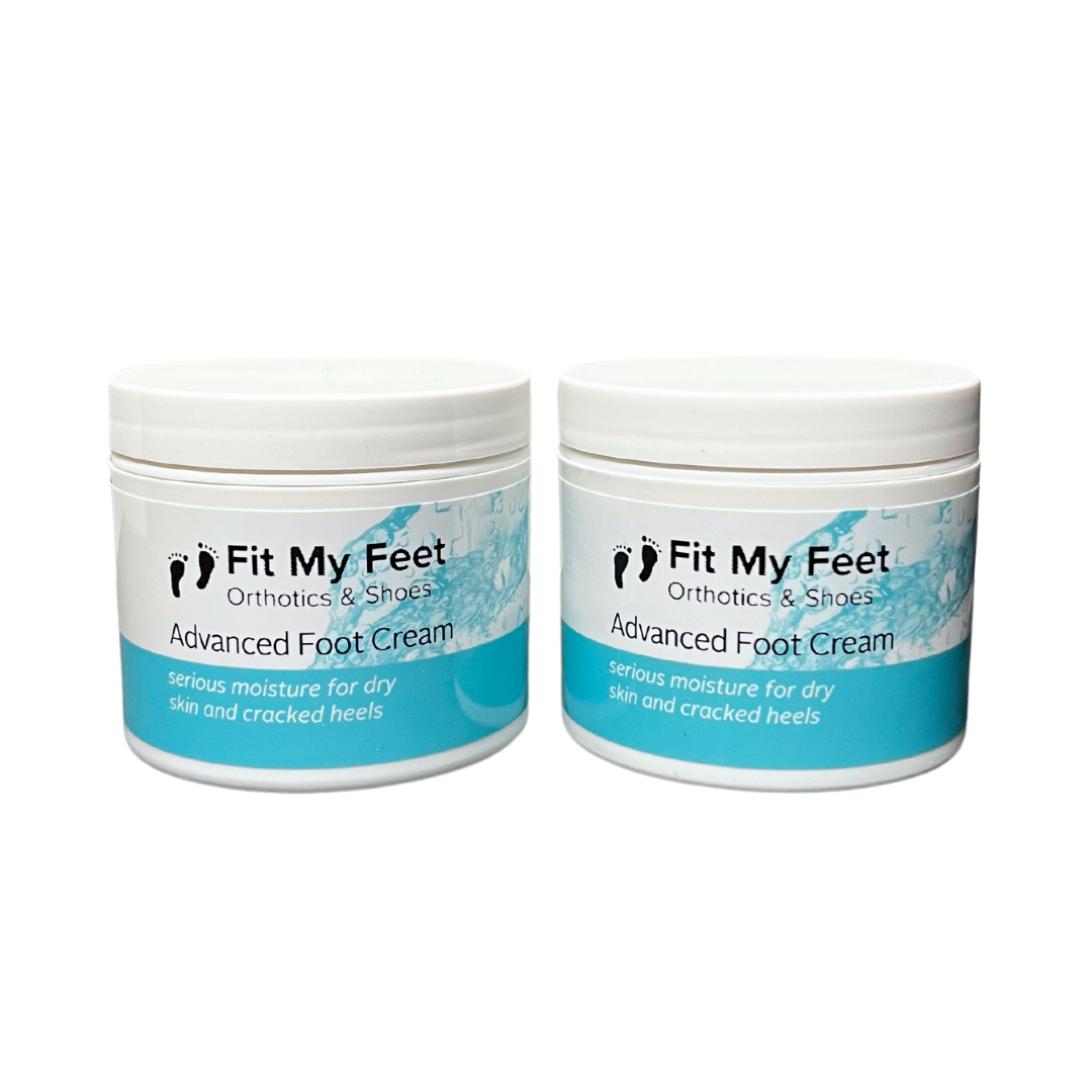 Front view of Fit My Feet Advanced Foot Cream — featuring a rich moisturizing formula that penetrates dry, cracked skin, specially formulated for diabetic foot care, fast-absorbing and non-greasy, promoting skin repair and softness.