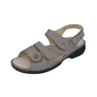 Angled View of Women’s Finn Comfort Gomera Sandstorm Shoe in Sandstorm Beige – featuring sleek design with soft leather finish, cushioned interior for all-day wear, and sturdy sole for support.