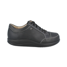 Side View of Men’s Finn Comfort Huelva Shoe in Black – featuring smooth leather upper for sleek style, cushioned footbed for comfort, and durable outsole for all-day support.