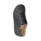 Top View of Men’s Finn Comfort Huelva Shoe in Black – featuring smooth leather upper, lace-up closure for adjustable fit, and padded collar for ankle support.