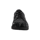 Front View of Women’s Finn Comfort Ikebukuro Nero Schwarz Diva Shoe in Black – featuring rounded toe for natural fit, smooth leather upper, and secure lace-up closure.