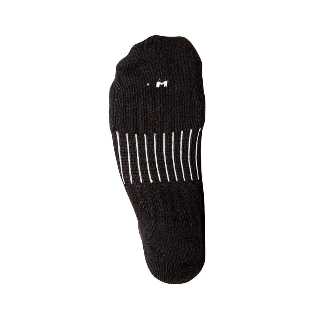 Bottom View of Unisex FitSok CF2 No-Show Sock in Black – featuring reinforced heel and toe zones for durability, arch support for a secure fit, and soft knit material for daily comfort.