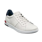Angled view of Men’s Crossover Lace to Toe in White – capturing the sleek leather upper, clean lines, and modern styling that blend sneaker comfort with understated dress-up potential.