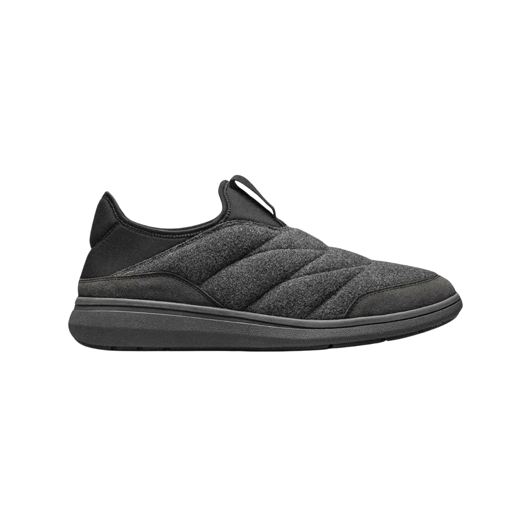 Side view of Men’s Florsheim Java Wool Moc in Charcoal – showcasing the breathable wool upper in deep charcoal, stitched moc toe profile, and low-profile sole for relaxed, modern styling.