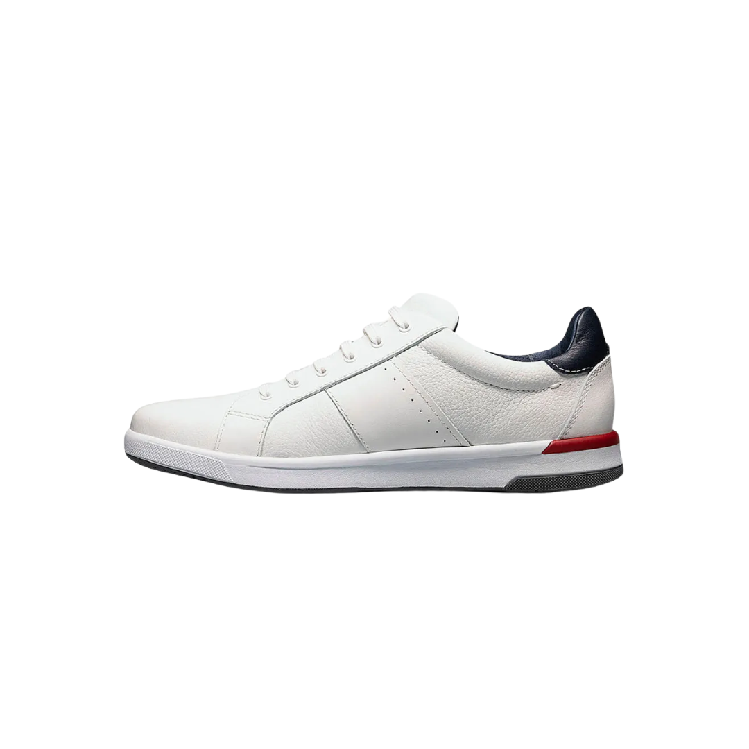 Side view of Men’s Crossover Lace to Toe in White – showcasing the minimalist leather design, reinforced eyelets, and low-profile cupsole construction for a refined sneaker look.
