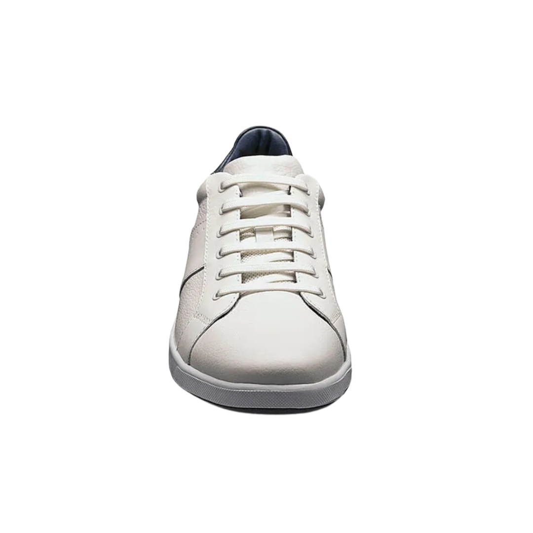 Front view of Men’s Crossover Lace to Toe in White – featuring a clean round toe, classic lace-up design, and smooth leather upper with minimal stitching for a crisp, modern sneaker-inspired profile.