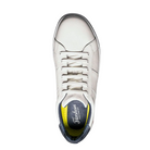 Top view of Men’s Crossover Lace to Toe in White – displaying the full lace-up closure, streamlined silhouette, and supple leather upper in a bright white finish for casual to smart-casual versatility.