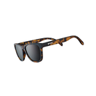 Angled view of unisex Goodr OG non-slip sunglasses in brown – featuring polarized lenses, secure rubberized fit, lightweight frame designed for comfort and durability.