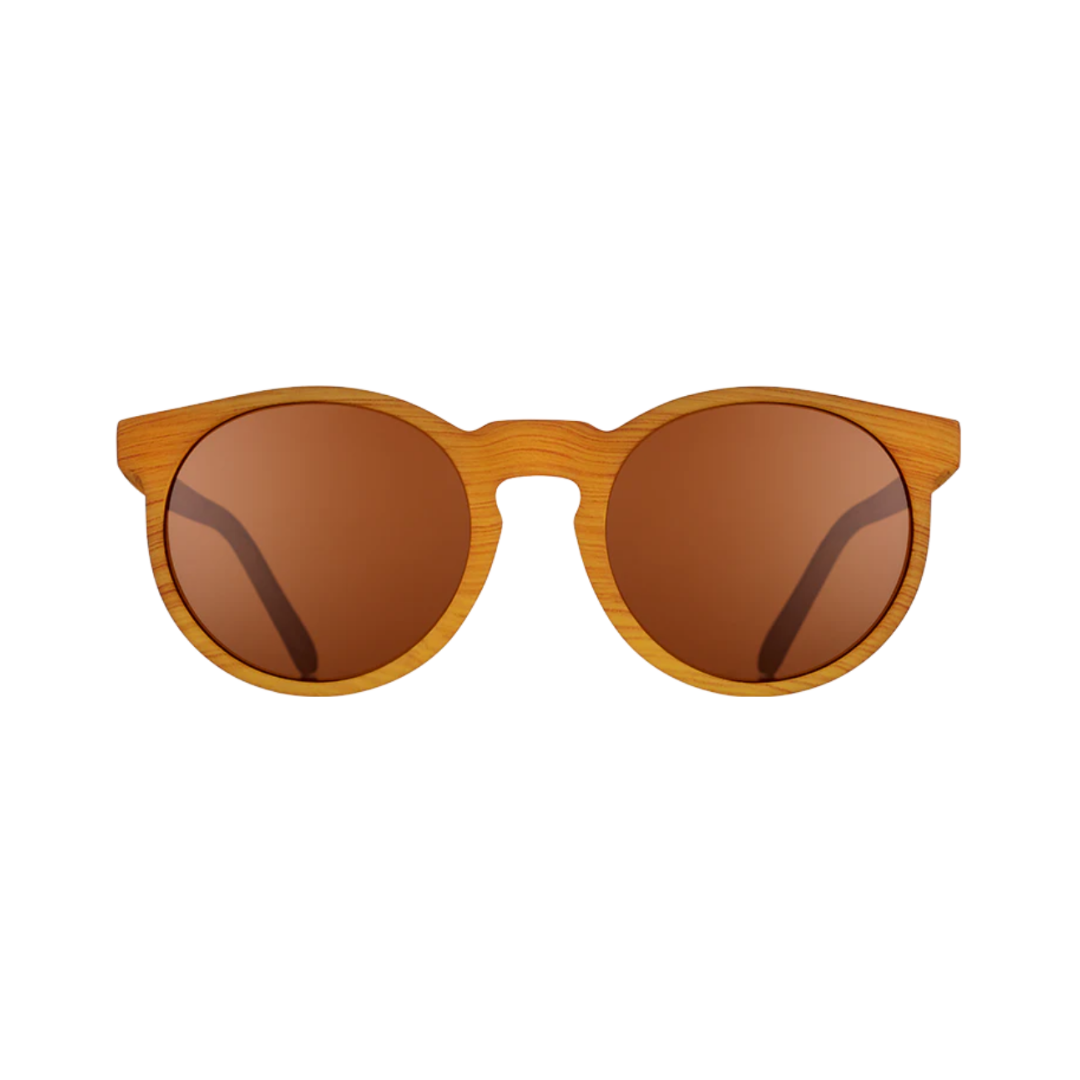Front View of Unisex Goodr Circle G Sunglasses in Bodhi’s Ultimate Ride colorway – featuring round frame for contemporary style, polarized lenses for glare reduction, and lightweight construction for all-day comfort.