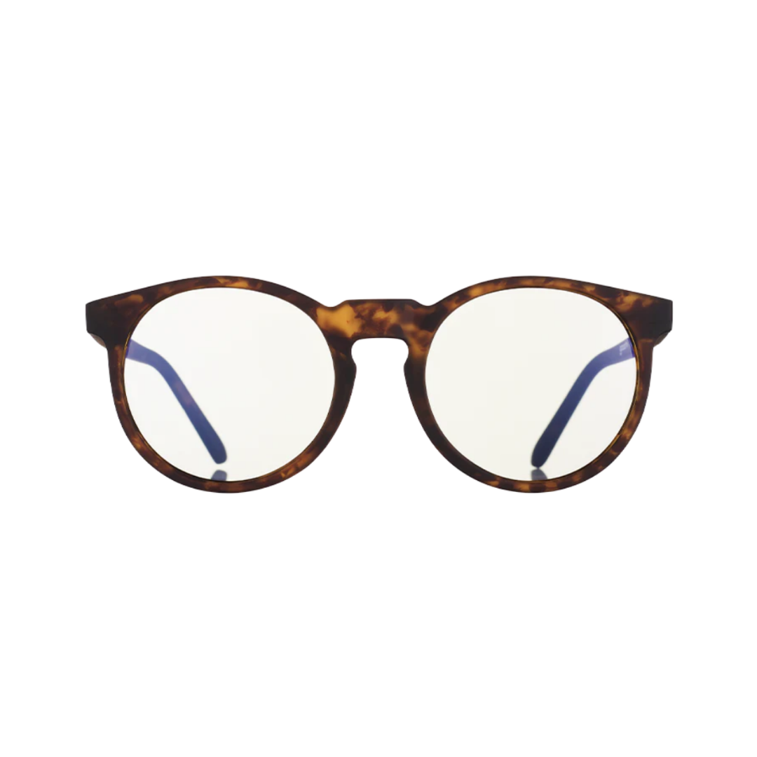 Front View of Unisex Goodr Circle G Sunglasses in Insert Coin to Continue colorway – featuring retro-inspired round frame for a playful look, polarized lenses for glare protection, and lightweight construction for all-day wearability.