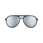 Front View of Unisex Goodr Mach G Sunglasses Add the Chrome Package in Matte Black Frame with Silver Mirrored Lenses – featuring aviator-style full-rim frame for sleek style, polarized lenses for glare reduction, and lightweight construction for all-day comfort.