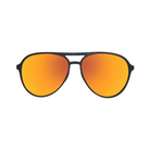 Front View of Unisex Goodr Mach G Sunglasses Call Me Tarmac Daddy in Matte Black Frame with Orange Mirrored Lenses – featuring aviator-style full-rim frame for bold look, polarized lenses for glare reduction, and lightweight construction for all-day comfort.