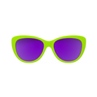 Front View of Unisex Goodr Runways Sunglasses in Total Lime Piece colorway – featuring chic cat-eye frame for a fashionable fit, polarized lenses for glare protection, and lightweight design for stylish all-day wear.