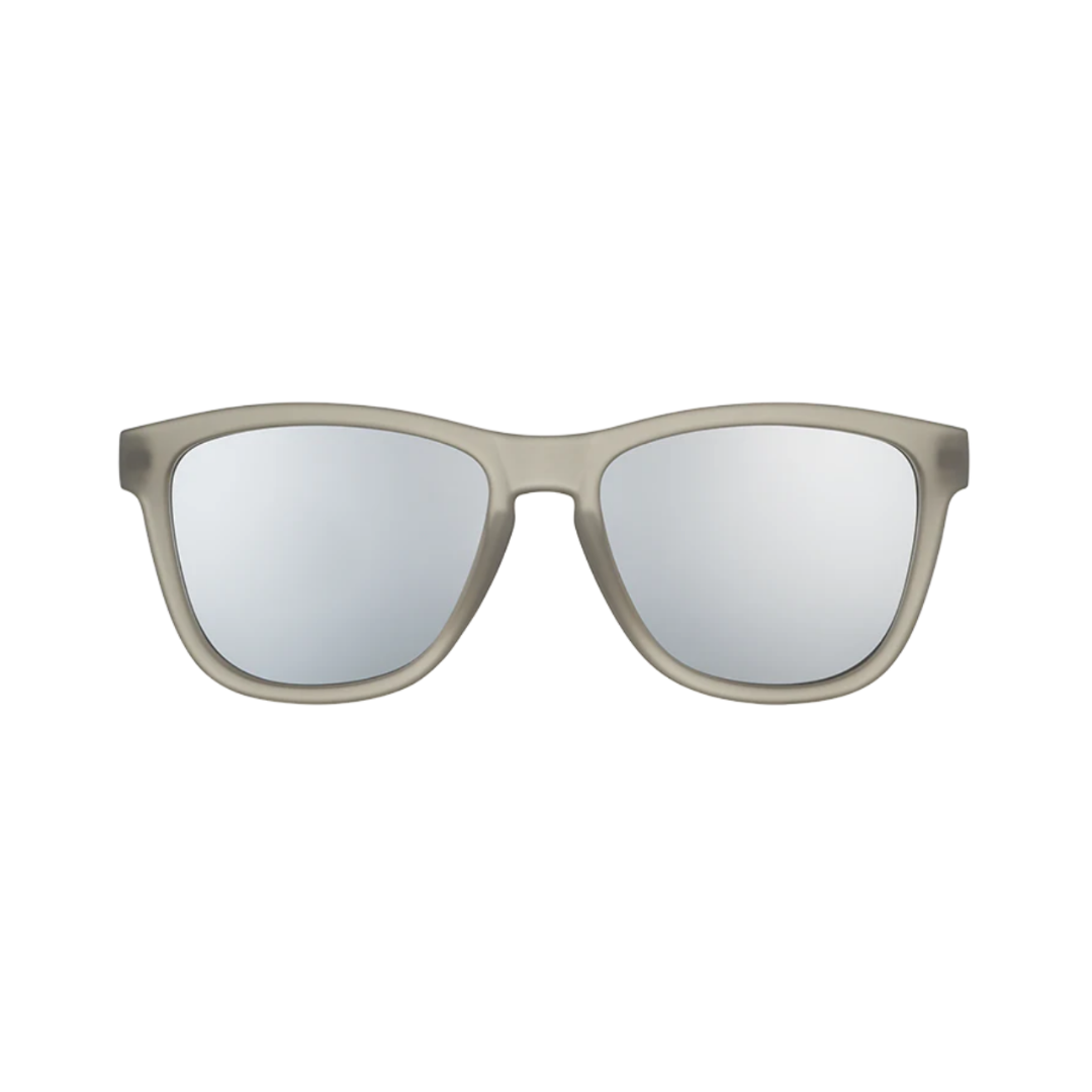Front View of Unisex Goodr The OG Sunglasses Going to Valhalla Witness in White – featuring classic full-rim frame for timeless style, polarized lenses for glare reduction, and lightweight construction for all-day comfort.