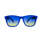 Front View of Unisex Goodr The OG Sunglasses in Blue Lobster’s Scuba Revenge colorway – featuring polarized lenses for glare reduction, lightweight and snug-fitting frame for active use, and bold aquatic-inspired design for standout style.