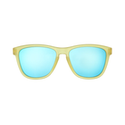 Front View of Unisex Goodr The OG Sunglasses Swedish Meatball Hangover in Yellow and Blue – featuring classic full-rim frame for bold style, polarized lenses for glare protection, and lightweight construction for comfortable wear.