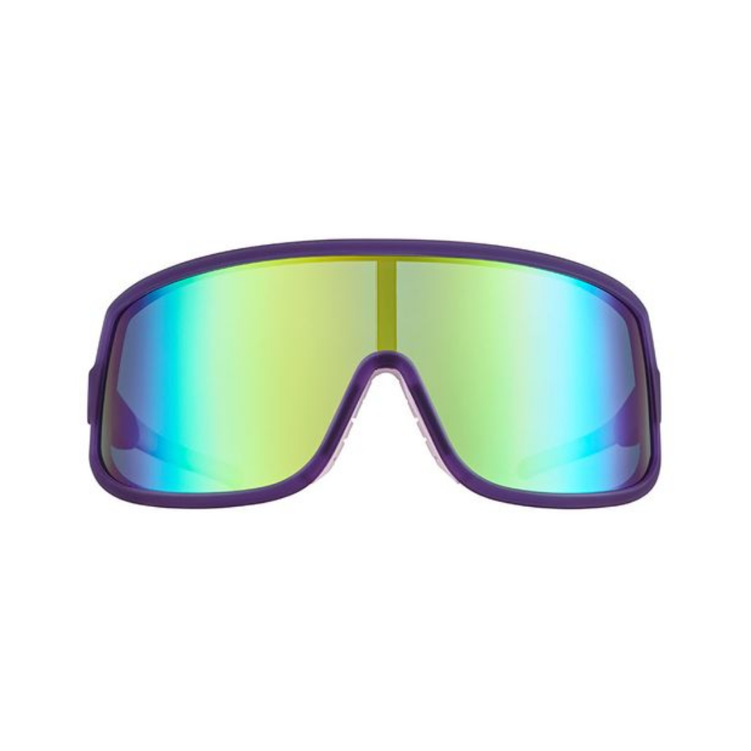 Front View of Unisex Goodr Wrap G Sunglasses Look Ma No Hands in multiple colorway – featuring aerodynamic wraparound frame for secure fit, polarized lenses for glare reduction, and lightweight construction for all-day wear.