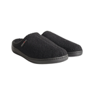 Angled view of Haflinger Men's AT in Black – featuring natural boiled wool upper, molded footbed for arch support, and grippy outsole crafted for breathable warmth and reliable everyday comfort.