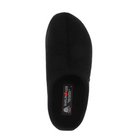 Top view of Haflinger Men's AT in Black – featuring a soft, breathable wool felt upper, wide toe box for natural foot movement, and slip-on design crafted for all-day indoor comfort and warmth.