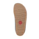Bottom view of Haflinger Women's Spirit in Navy – featuring a slip-resistant, flexible indoor outsole designed for quiet steps, light traction, and reliable comfort on smooth floors.