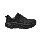 Side View of Men’s HOKA Bondi SR Walking Shoe in Black – featuring water-resistant full-grain leather upper, ultra-thick EVA midsole for plush cushioning, and slip-resistant rubber outsole for workplace safety.