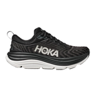 Side view of Men’s Gaviota 5 running shoe in black and white – featuring engineered mesh upper for breathability, GuideRails support system for enhanced stability, and BioMoGo DNA midsole for adaptive cushioning and shock absorption.