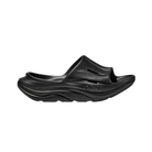 Side view of Unisex Ora Recovery Slide 3 in black – featuring a soft, lightweight EVA foam upper for easy wear, contoured footbed designed to support foot arches and reduce plantar fasciitis pain, and cushioned midsole for shock absorption and all-day comfort.