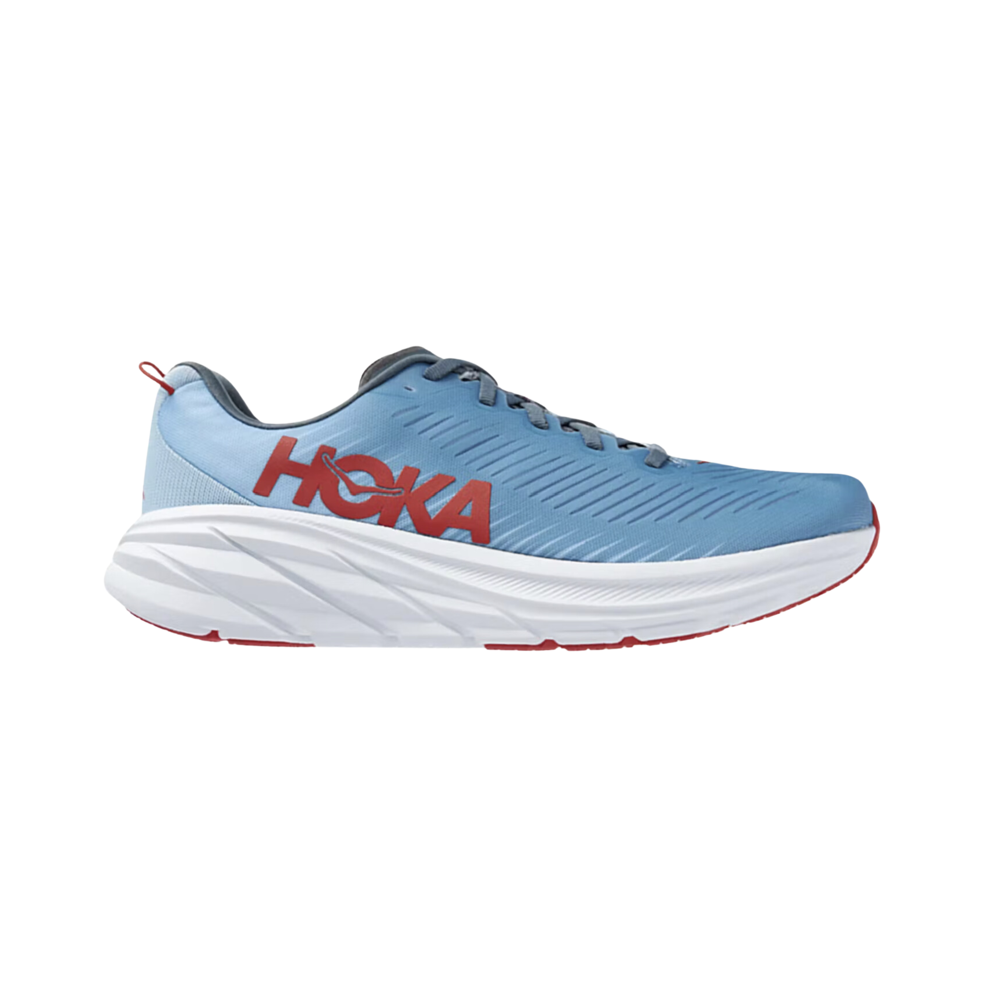 Side view of Men’s Rincon 3 running shoe in mountain spring and summer song – featuring engineered mesh upper for breathability, responsive midsole cushioning for energy return, and sleek low-profile silhouette for speed and agility.