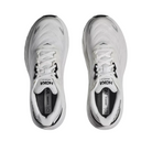 Top view of Men’s Arahi 6 running shoe in blanc de blanc and steel wool – featuring padded tongue and collar for comfort, moisture-wicking lining to keep feet dry, and secure lace-up closure for locked-in fit.