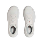 Top view of Women’s Arahi 7 running shoe in blanc de blanc and rose gold – featuring padded tongue and collar for comfort, moisture-wicking lining to keep feet dry, and secure lace-up closure for locked-in fit.