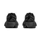 Back View of Men’s HOKA Bondi 8 Running Shoe in Black/Black – featuring extended heel geometry for smoother landings, structured heel counter for rearfoot support, and subtle branding details for a clean look.