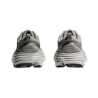 Back View of Men’s HOKA Rincon 3 Running Shoe in Black/White – featuring reinforced heel collar for stability, pull tab for easy on/off, and clean two-tone design for a modern look.