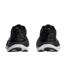 Back view of Men’s Gaviota 5 running shoe in black and white – featuring molded heel counter for rearfoot stability, pull tab for easy on and off, and subtle branding details.