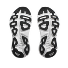 Bottom view of Women’s Gaviota 5 running shoe in black and white – featuring durable rubber outsole with segmented crash pad for smooth heel-to-toe transition, flex grooves for natural foot movement, and multi-surface traction for versatile grip.