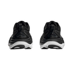 Back view of Women’s Gaviota 5 running shoe in black and white – featuring molded heel counter for rearfoot stability, pull tab for easy on and off, and subtle branding details.