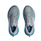 Top view of Men’s Gaviota 5 running shoe in limestone and diva blue – featuring padded tongue and collar for comfort, moisture-wicking lining to keep feet dry, and secure lace-up closure for locked-in fit.
