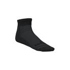 Side view of Unisex Incrediwear Circulation quarter socks in all black— featuring temperature-regulating fabric for all-day comfort, breathable stretch knit for a secure fit, and natural circulation-boosting fibers designed to reduce swelling and fatigue.