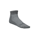 Side view of Unisex Incrediwear Circulation crew socks in all grey — featuring a tall crew cut for full ankle and lower-leg support, embedded carbon and germanium for infrared therapy, ribbed compression zones, and ultra-soft fabric for everyday performance and recovery use.