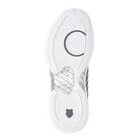 Bottom view of Women’s Hypercourt Express 2 in Black/White/Silver – highlighting a non-marking AÖSTA 7.0 rubber outsole with modified herringbone tread for durable traction on all court surfaces.