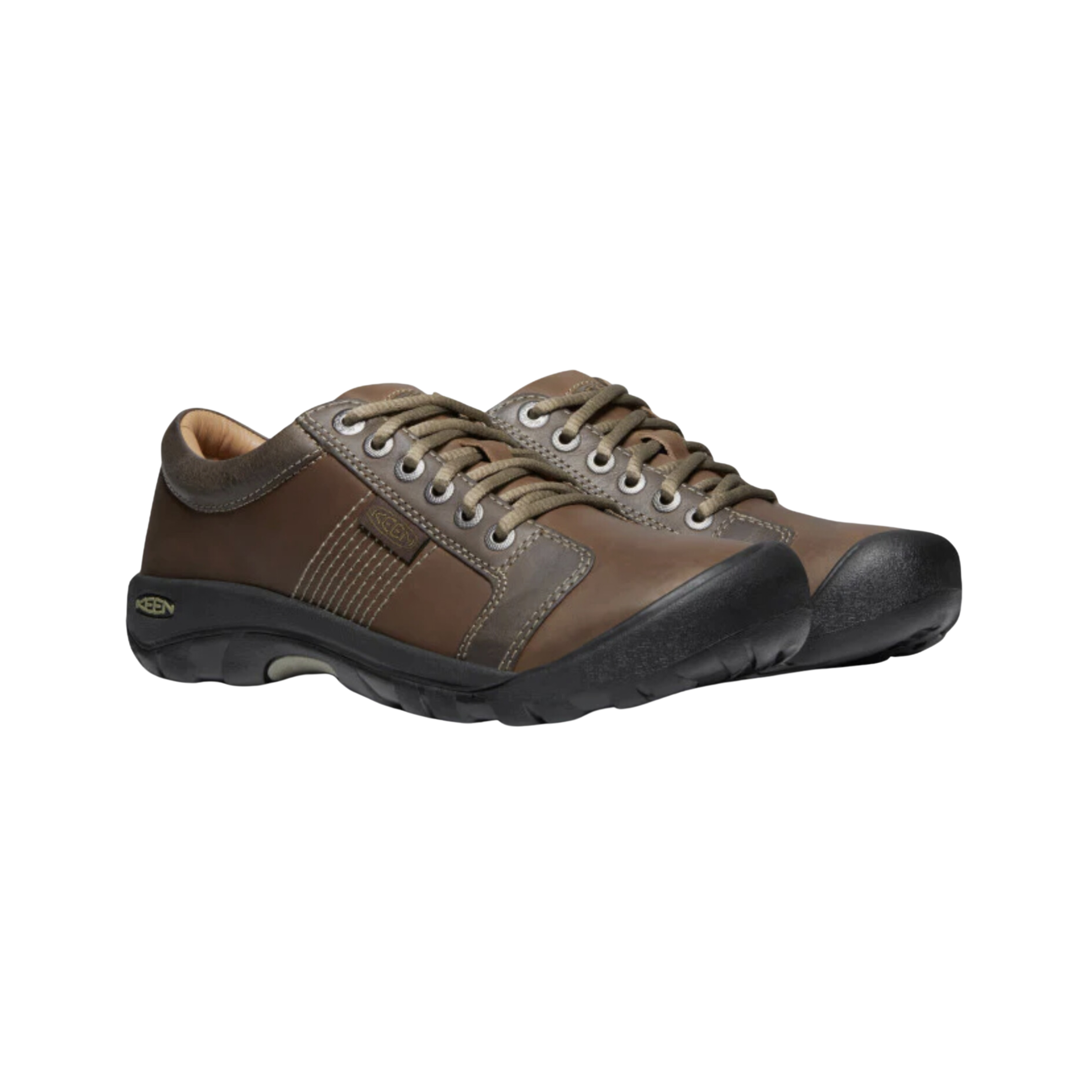 Side view of Men’s Austin in Chocolate Brown – showcasing moc-toe stitching, smooth leather finish, and a low-profile silhouette designed for everyday comfort and versatile casual wear.