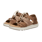 Side view of Women’s Elle Mixed Strap Toasted sandal in coconut and birch – featuring mixed material straps combining leather and textile for a modern look, adjustable hook-and-loop closures for customizable fit, and lightweight EVA midsole for all-day comfort.