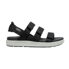 Side view of Women’s Elle Strappy sandal in black and vapor – featuring multiple adjustable leather straps for customized fit, cushioned EVA midsole for all-day comfort, and lightweight flexible sole for natural movement.