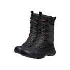 Side View of Women’s Keen Greta Tall waterproof boot in black black plaid – featuring thermal insulation, waterproof leather, and grippy rubber outsole for winter adventures.