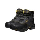 Side view of Men’s Logandale Mid Waterproof (Steel Toe) boot in raven and black – featuring a steel safety toe for impact protection, waterproof leather upper with sealed seams, and mid-height collar for ankle support.
