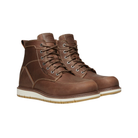 Side view of Men’s San Jose 6-inch (Aluminum Toe) boot in gingerbread and gum – featuring a premium full-grain leather upper for durability, aluminum safety toe for lightweight protection, and air-infused KEEN Luftcell midsole for all-day cushioning.