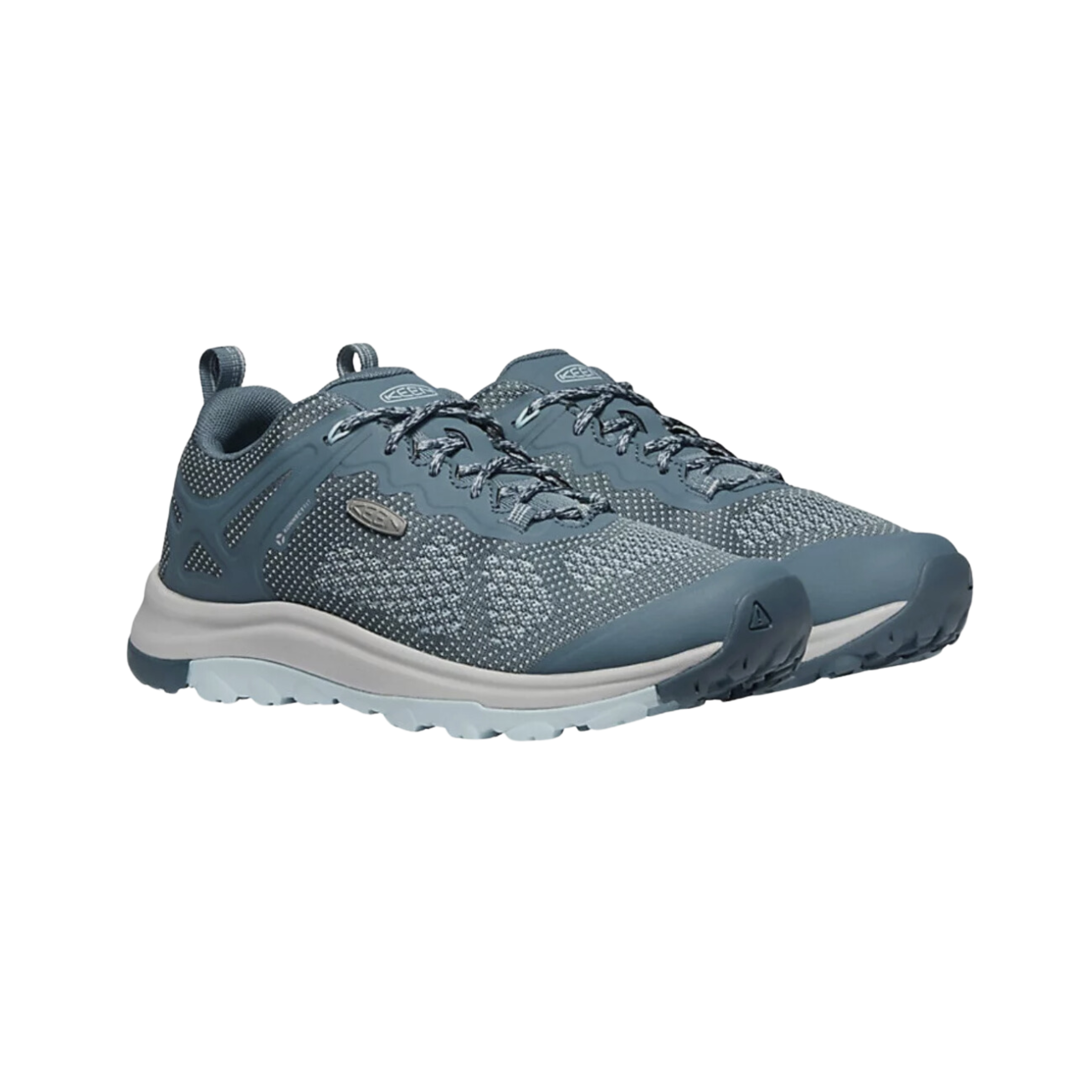 Side view of Women’s Terradora II Vent hiking shoe in tapestry and blue glow – featuring a breathable mesh and synthetic upper for lightweight support, cushioned midsole with shock absorption to reduce joint impact, and reinforced toe cap for trail durability.