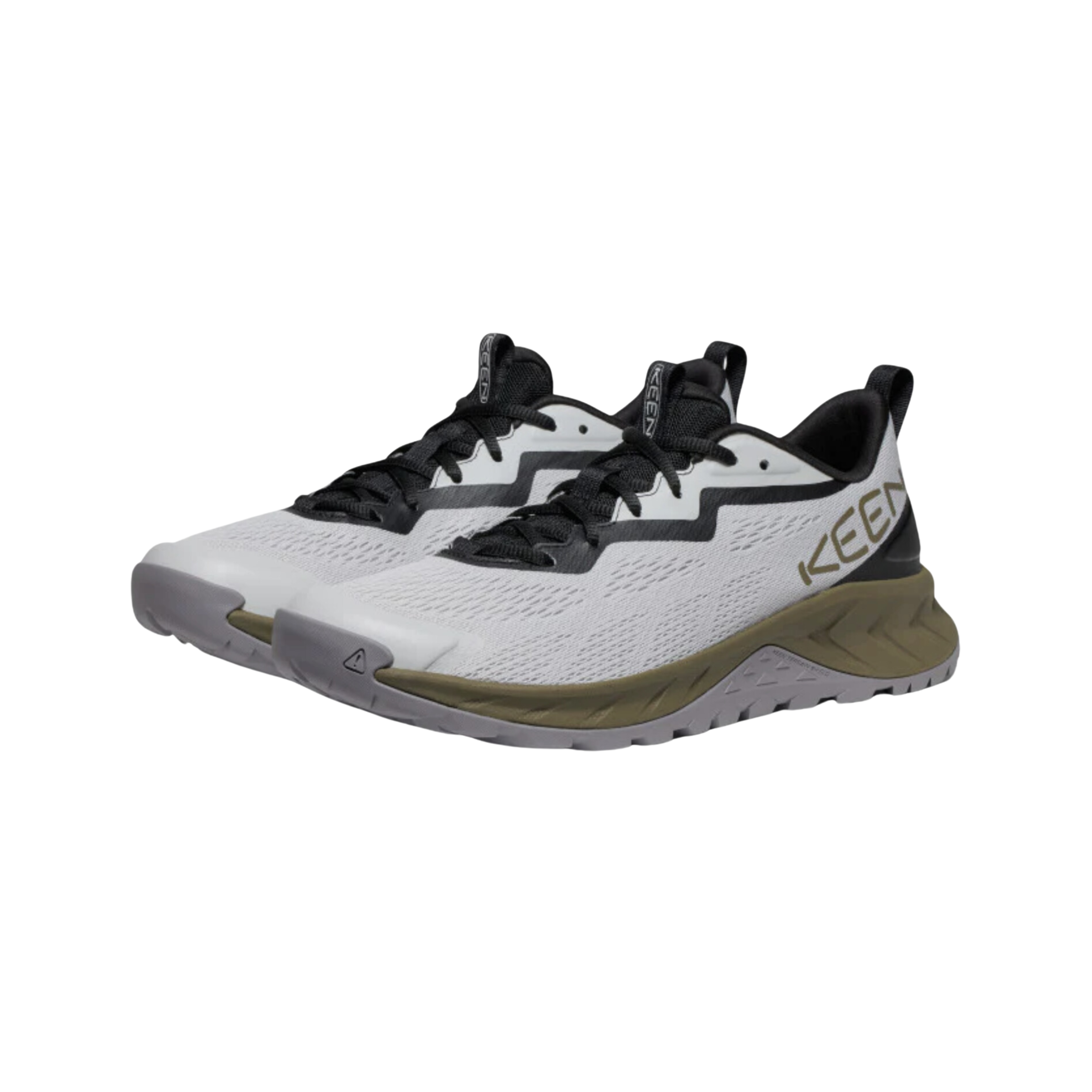 Side view of Men’s Versacore Speed shoe in vapor and dark olive – featuring a breathable performance mesh upper for ventilation, responsive midsole for energy return, and secure lace-up closure for a locked-in fit.