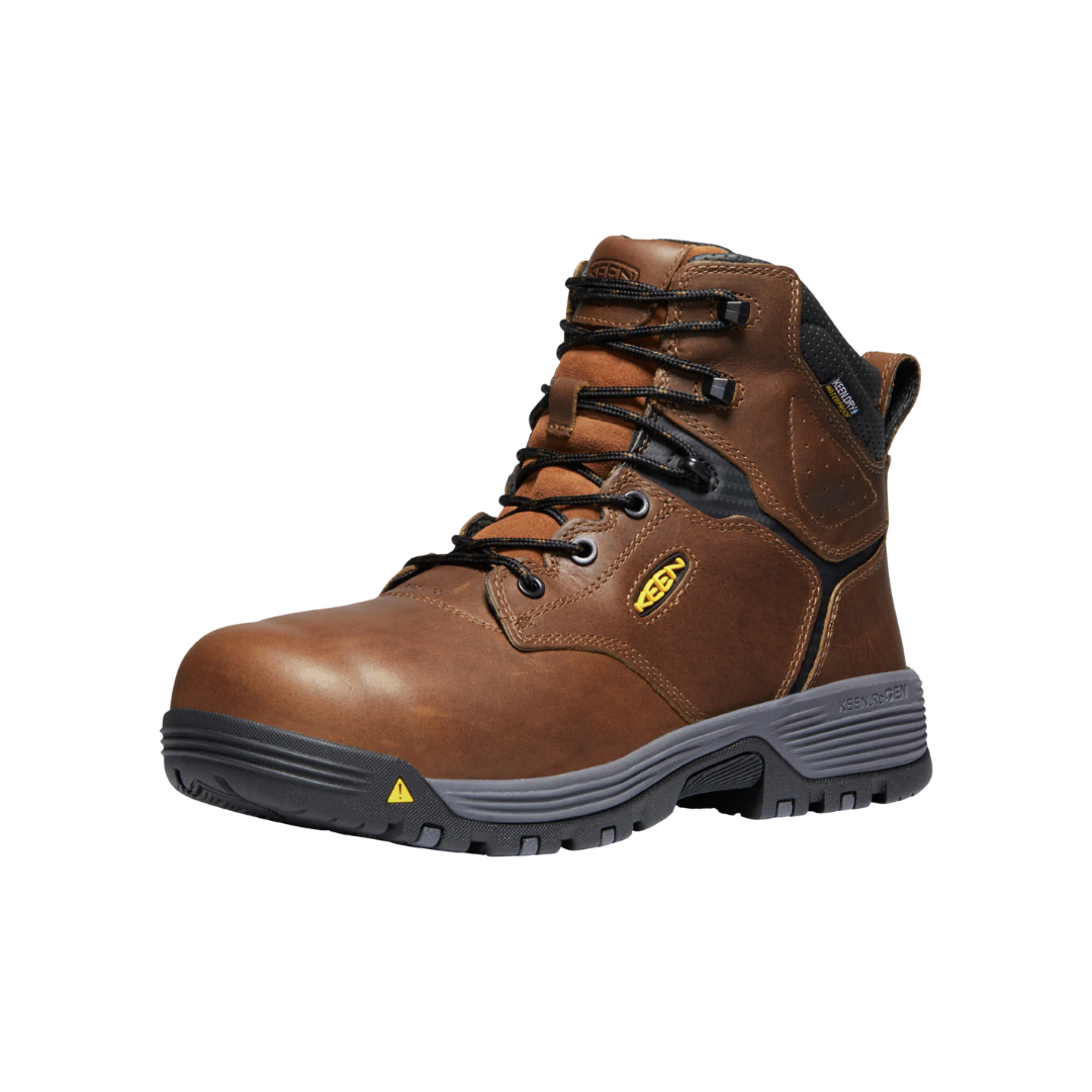 Angled view of Men’s Chicago 6" ESD in Tobacco/Black – capturing the rugged construction, high-ankle support, and dual-tone leather with functional ESD protection for safety, comfort, and reliability on the job.